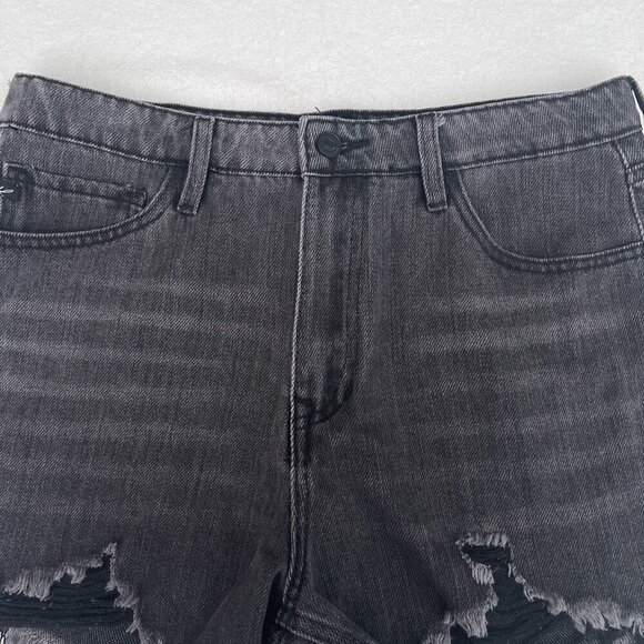 KanCan‎ Womens Frayed Hem Black Denim Shorts Faded Shark Bite Size 11/29 - Picture 10 of 10